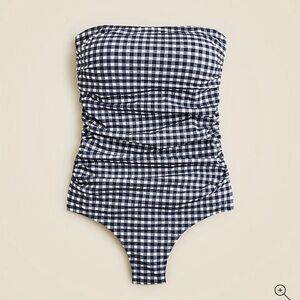 New J. Crew gingham blue & white bathing suit